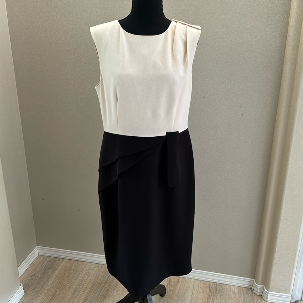 ADRIANNA PAPELL women’s asymmetrical peplum sheath midi‎ dress size 12